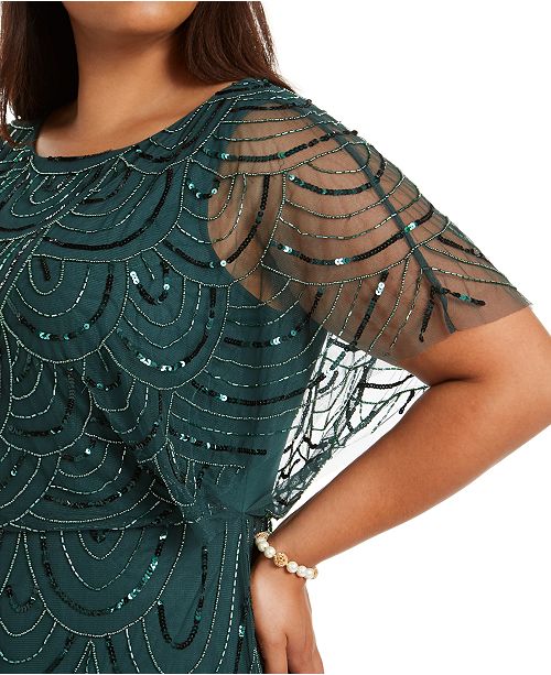 adrianna papell plus beaded gown