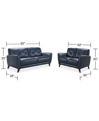 Myia 82" Tufted Back Leather Sofa and 62" Loveseat Set, Created for Macy's