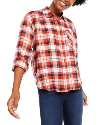 Ultra Flirt - Juniors' Plaid Flannel Shirt