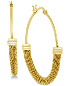 image of Essentials Mesh Bottom Hoop in Fine Silver Plate Earrings
