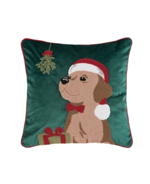 C & F Home Mistletoe Puppy Pillow, 18" X 18" In Green