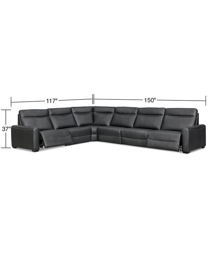 Furniture Marzia 6Pc. Leather Sectional with 2 Power Recliners