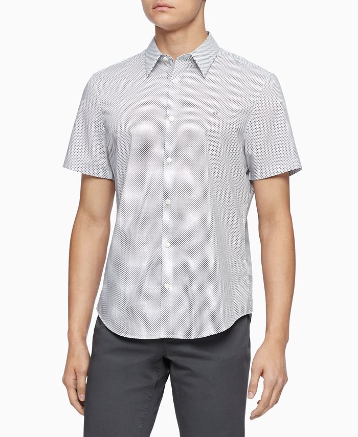 Calvin Klein Men's Stretch Dot-Print Shirt & Reviews - Casual Button ...