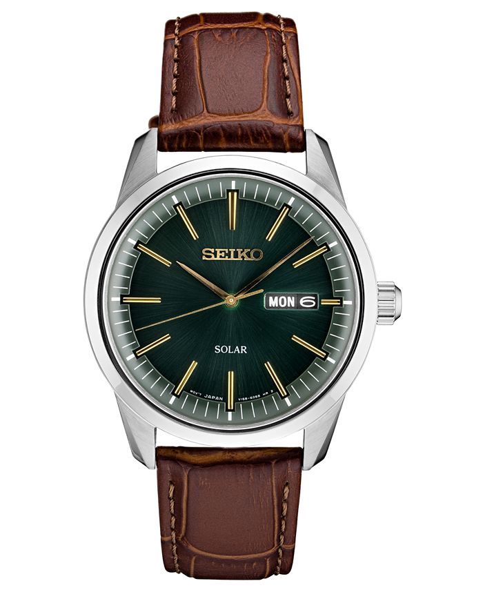 Seiko Men's Solar Essentials Brown Leather Strap Watch 40mm & Reviews - All  Watches - Jewelry & Watches - Macy's