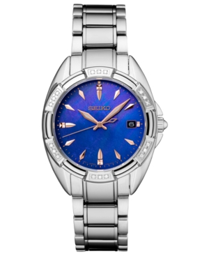 image of Seiko Women-s Diamond-Accent Stainless Steel Bracelet Watch 33.3mm
