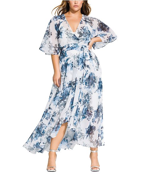 City Chic Trendy Plus Size Floral Print Wrap Maxi Dress Reviews