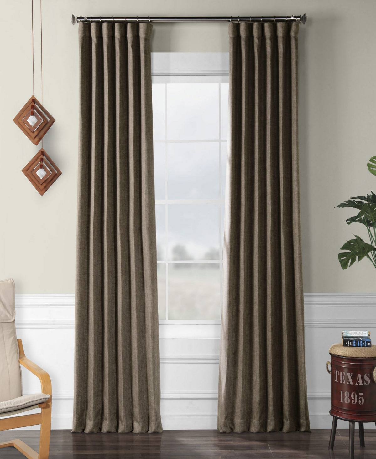 Half Price Drapes Textured Faux Linen Room Darkening Curtain In Multi