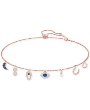 image of Swarovski Rose Gold-Tone Crystal Protective Charm Bolo Necklace