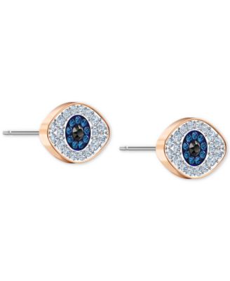 Swarovski Rose Gold-Tone Crystal Evil-Eye Stud Earrings