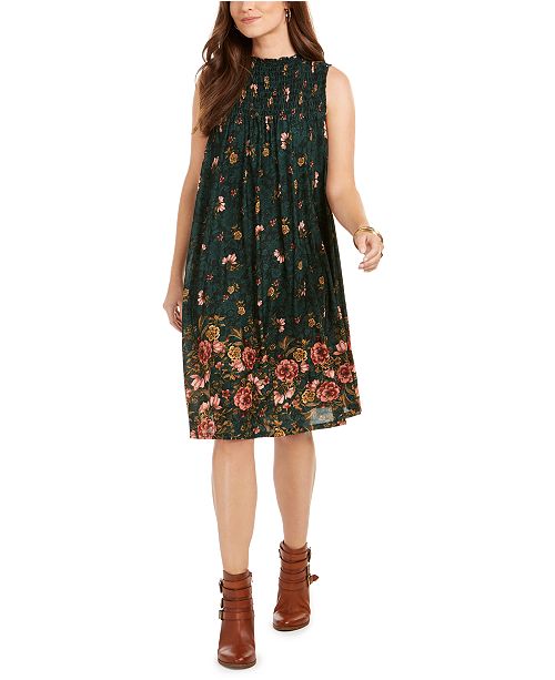 Style Co Petite Printed Smocked Dress Created For Macy S