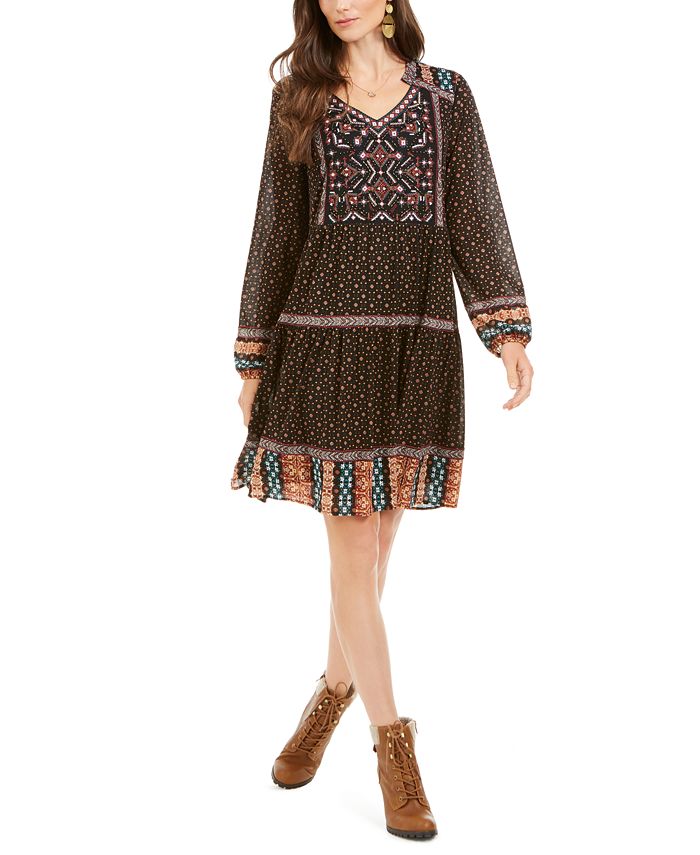 Style Co Printed Mesh Peasant Dress Created for Macy s Macy s
