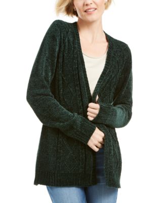 Karen Scott - Chenille Open-Front Cardigan