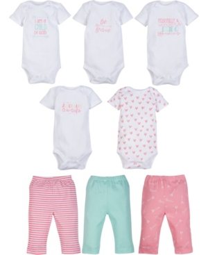 Miracle Baby Boys and Girls 5-Pack Short Sleeve Bodysuit and 3-Pack pant outfit