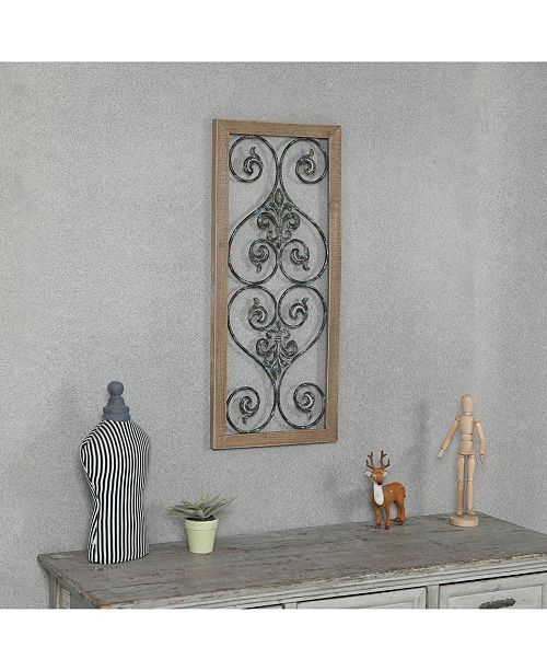 Luxen Home Rectangular Wood And Metal Scroll Wall Decor Reviews