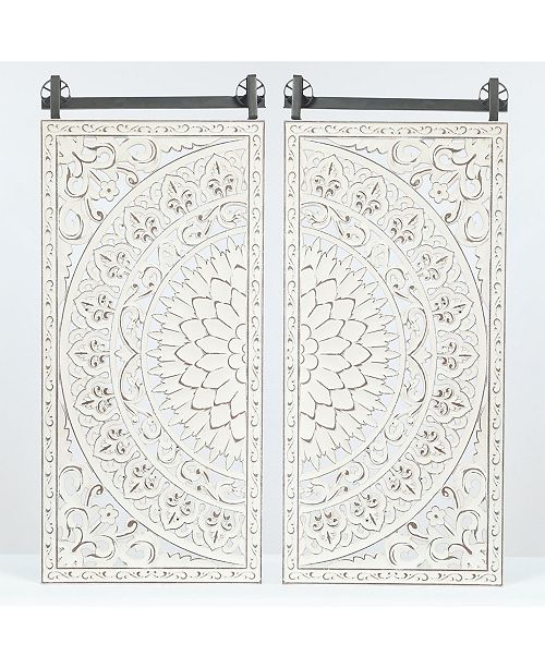 Luxen Home Set Of 2 Decorative Carved Floral Patterned Mdf Wall