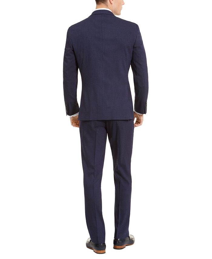 Perry Ellis Men's Slim-Fit Stretch Medium Blue Check Suit - Macy's