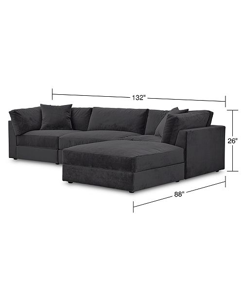 Furniture Aryanna 132 4 Pc Modular Sofa With Ottoman And 2 Toss