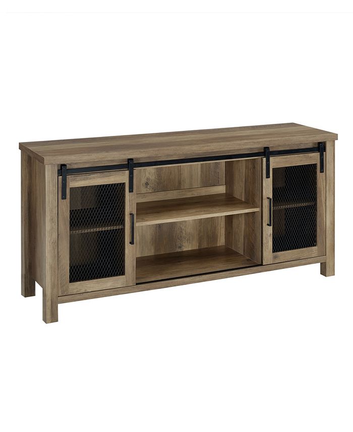 Walker Edison Industrial TV Stand with Sliding Mesh Door Macy's