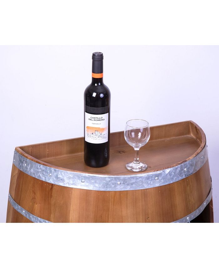 Vintiquewise Rustic Wooden Wine Barrel Bar Storage Rack, Industrial