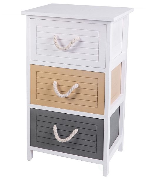Uniquewise Multi Colored 3 Drawers Storage Chest Nightstand With