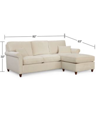 Lidia 82" Fabric 2-Pc. Chaise Sectional Queen Sleeper Sofa with Storage Ottoman, Created for Macy's