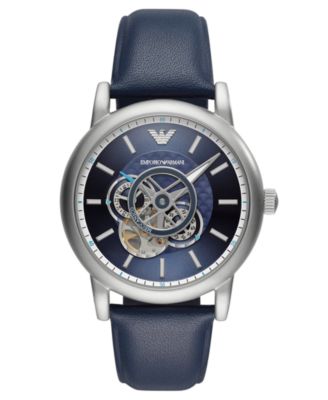 Automatic Blue Leather Strap Watch 43mm 