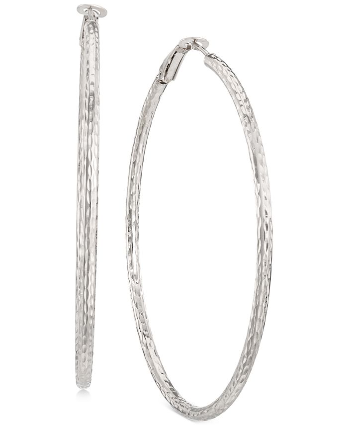 Macy's - Textured Omega Hoop Earrings in Sterling Silver