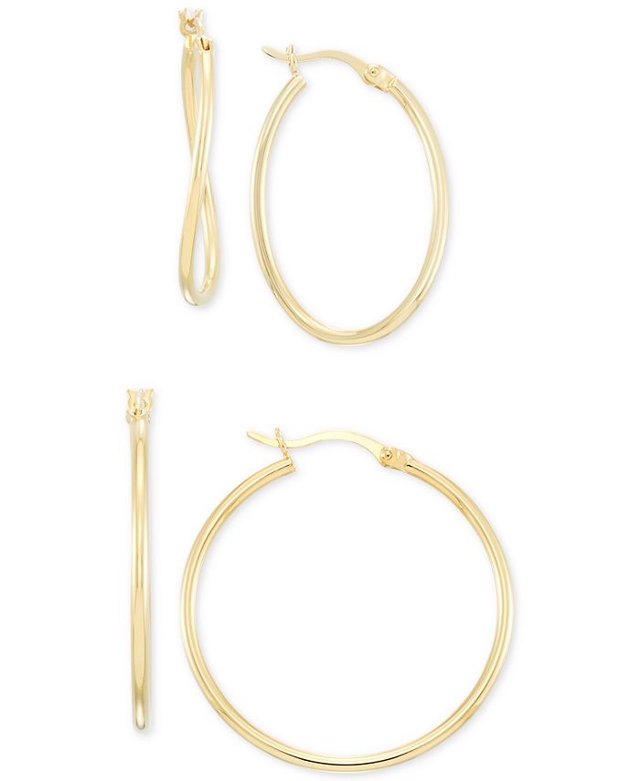 Macy's - Wavy Hoop Earrings 2-Pc. Set in 14k Gold-Plated Sterling Silver