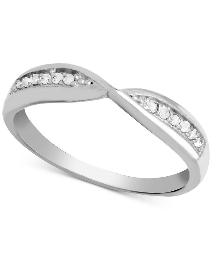 Macy's - Diamond (1/10 ct. t.w.) Bypass Band Ring in Sterling Silver