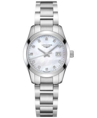 Longines - Women's Swiss Conquest Classic Diamond Accent Stainless Steel Bracelet Watch 29.5mm