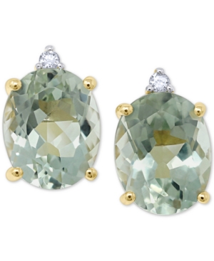 image of Green Quartz (4-1/2 ct. t.w.) & Diamond Accent Stud Earrings in 14k Gold