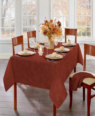 Elrene Elegant Woven Leaves Jacquard Damask Napkin, Set of 8 - Spice Red