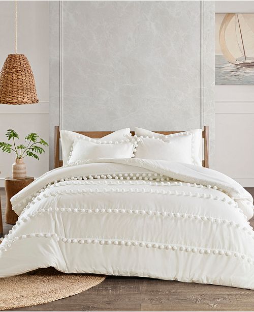Madison Park Leona Full Queen 3 Pc Pom Pom Cotton Duvet Cover Set