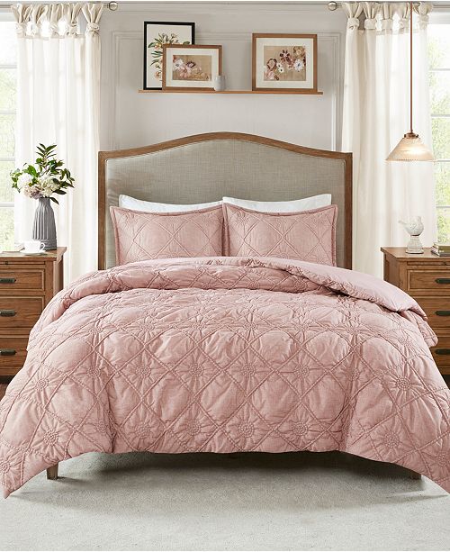 Madison Park Theresa Full Queen 3 Pc Ruched Rosette Comforter Set