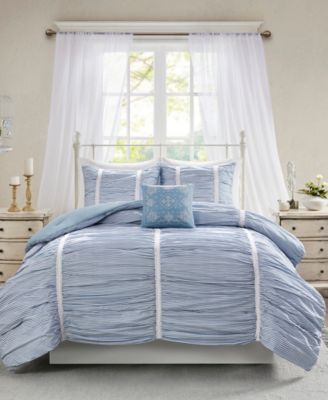 Madison Park Theresa Full Queen 3 Pc Ruched Rosette Comforter Set