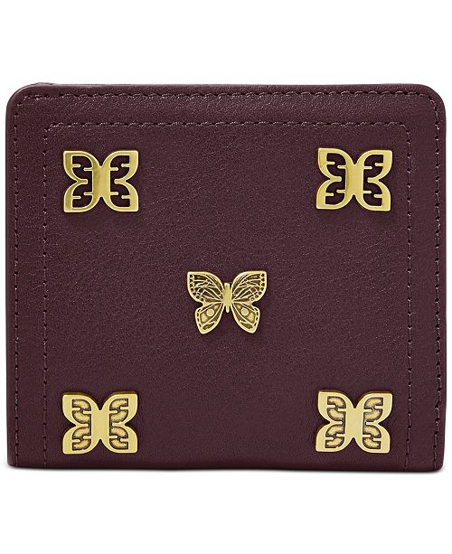 Fossil RFID Logan Butterfly Leather Bifold Wallet ...