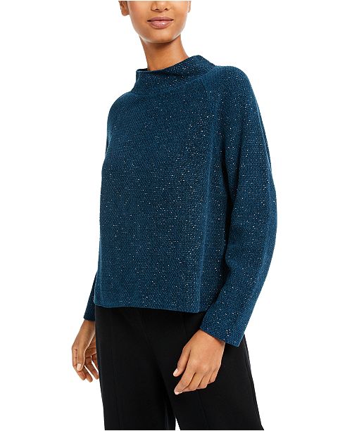 Eileen Fisher Organic Cotton Mock-Neck Textured Sweater ...