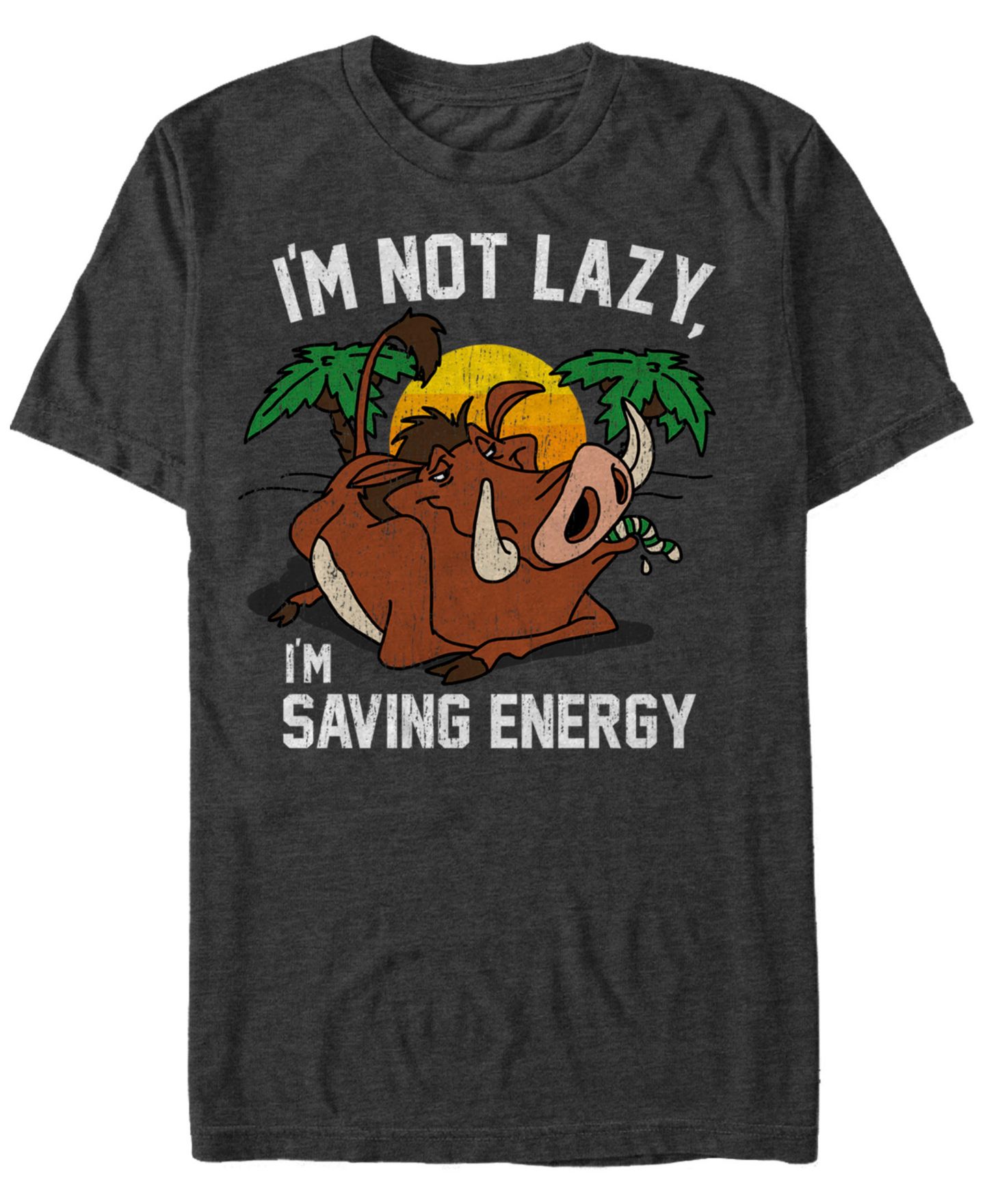 Мужская футболка Fifth Sun Disney Lion King Lazy Pumbaa Short Sleeve, цвет: Угольный — фото 1