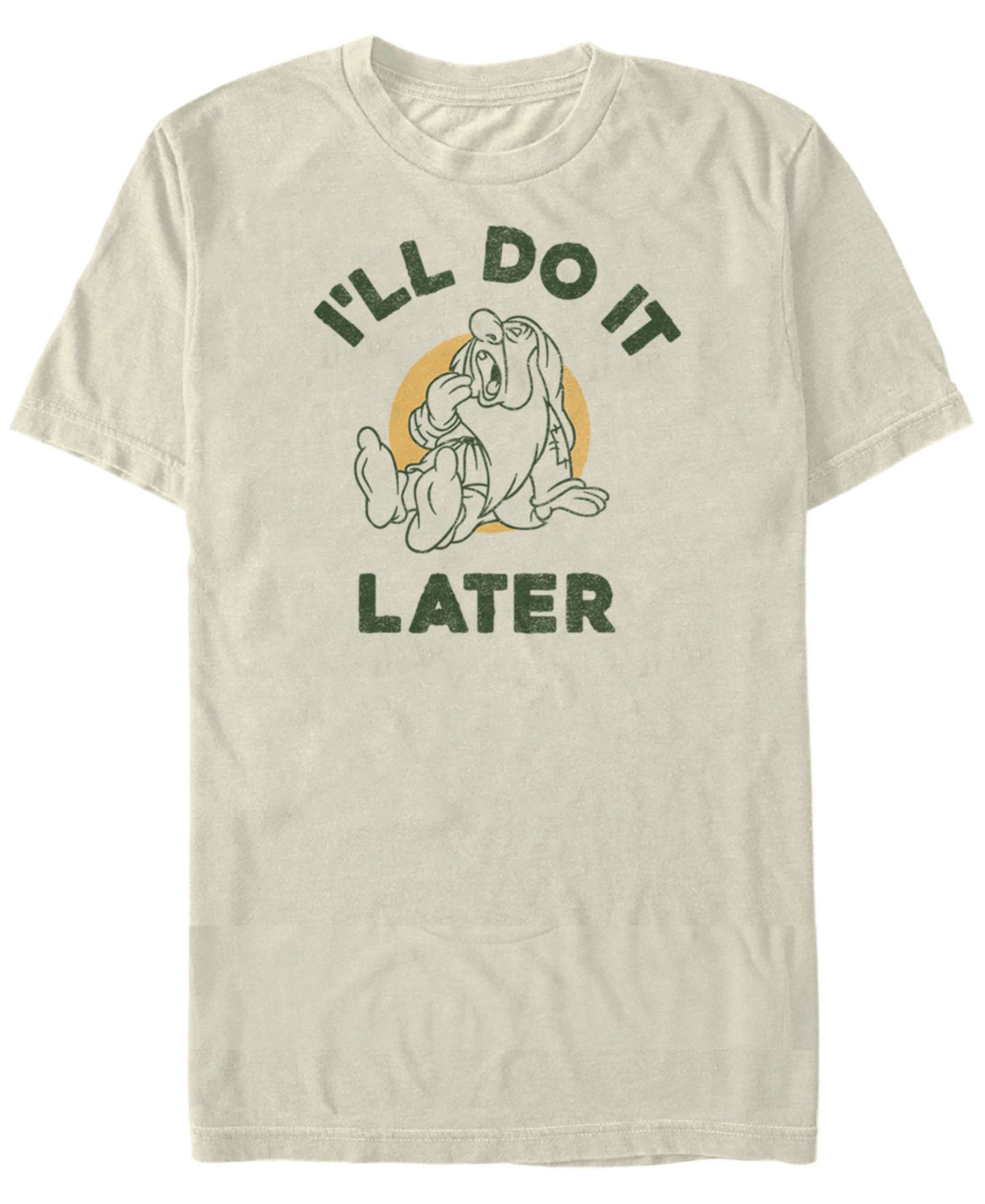 Мужская футболка Fifth Sun Disney Snow White Sleepy I'll Do it Later Short Sleeve, цвет: Натуральный — фото 1