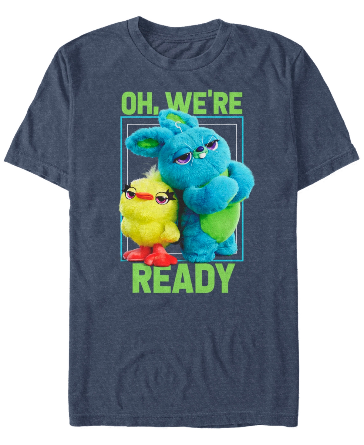 Disney Pixar Men's Toy Story 4 Ducky and Bunny We're Ready Short Sleeve T-Shirt - Navy Heath