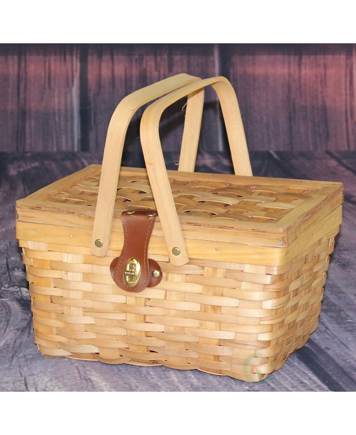 Vintiquewise Picnic Basket Gingham Lined with Folding Handles - Macy's