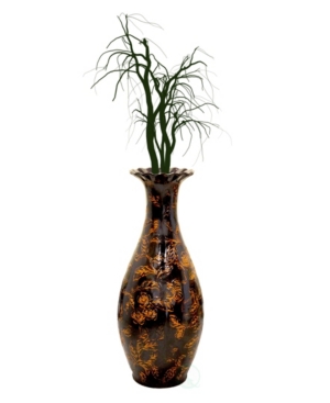 Uniquewise Tall Floor Vase, Traditional Brown Home Interior Vase, Ceramic Flower Holder Centerpiece For Room De