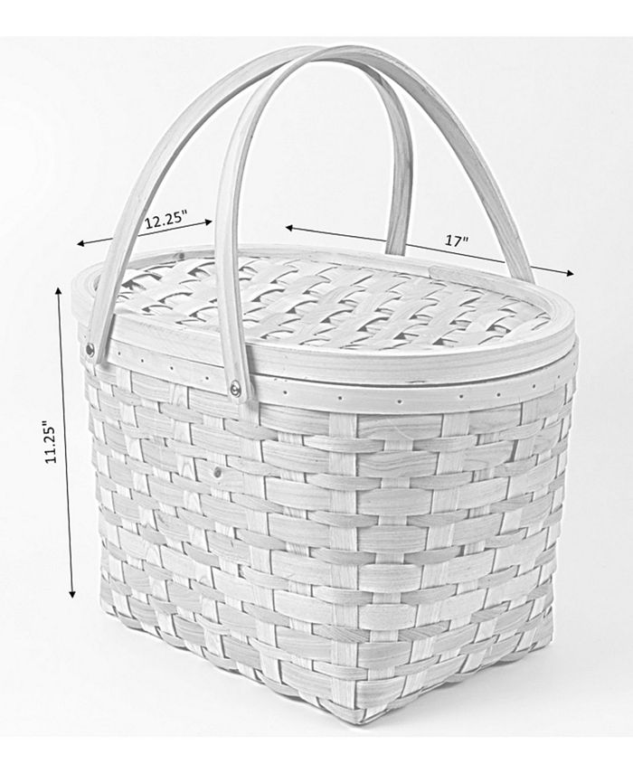 Vintiquewise Chip Picnic Basket with Cover and Drop Down Handles, Extra
