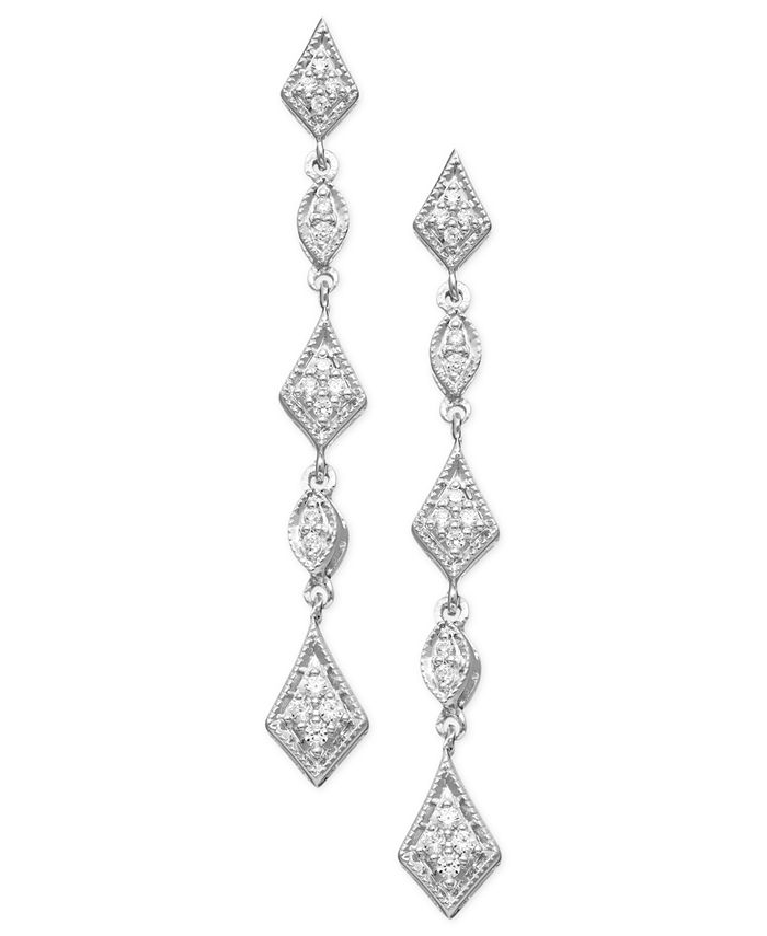 Macy's Diamond Drop Earrings in Sterling Silver (1/5 ct. t.w.) Macy's