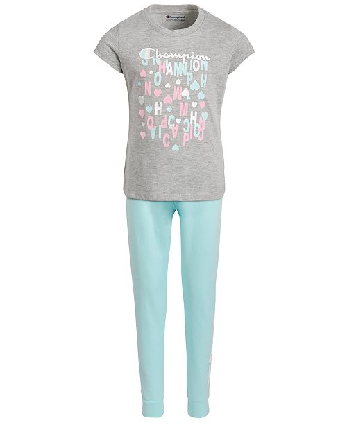 Champion Toddler Girls 2 Pc T Shirt French Terry Jogger Pants