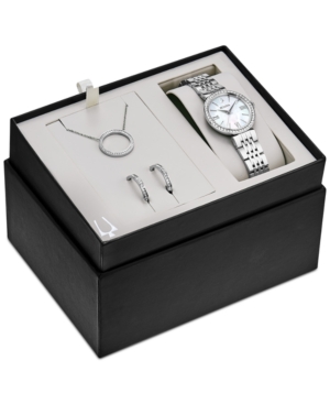 Shop Bulova Women's Stainless Steel Bracelet Watch 33mm Gift Set In Silver