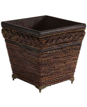 Nearly Natural Lacquered Coiled Rope Decorative Planter In Brown
