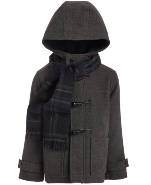 image of S Rothschild & Co Big Boys Faux Wool Toggle Coat with Scarf