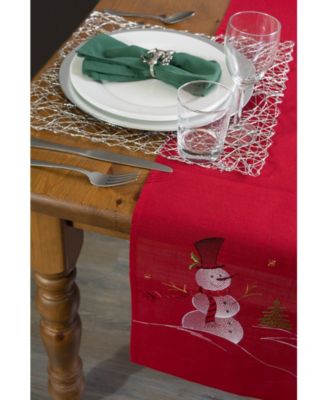 Embroidered Snowman Table Runner