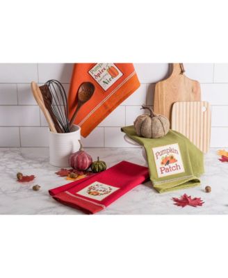 Assorted Country Pumpkin Embroidered Dishtowel Set